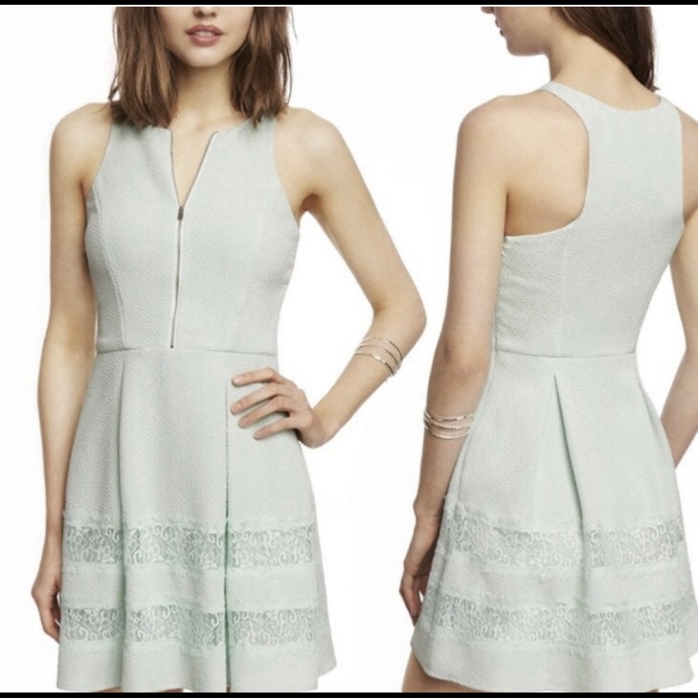 Mint Julep Green fit flare lace dress